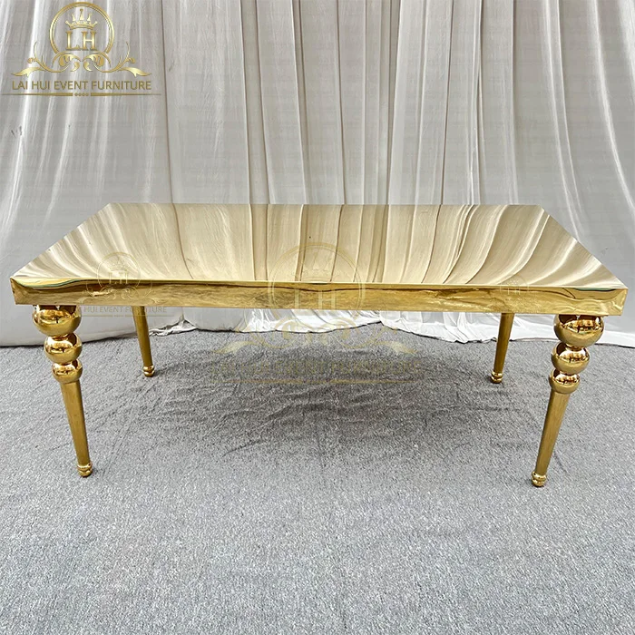 Luxury all mirror gold stainless steel Restaurant Wedding Tables For  Events/Party