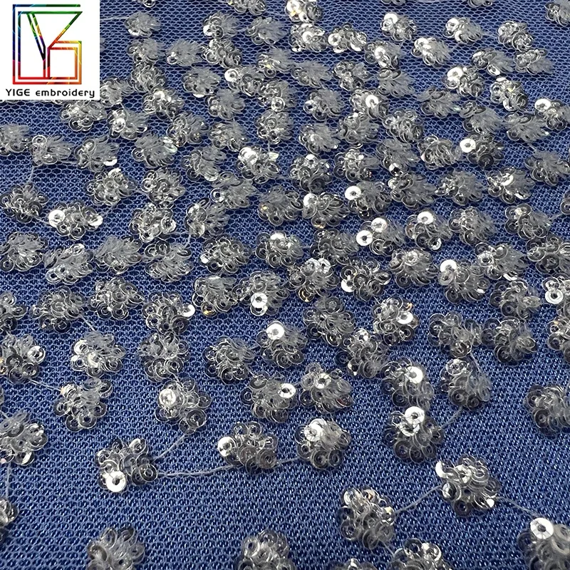Manufacturer wholesale Party Garment Accessories Lace Mesh Fabric Polyester tulle Embroidered Sequins Lace Fabrics