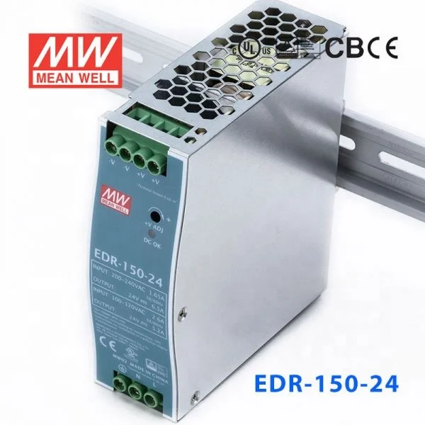 EDR-150-24 150W 24V AC-DC SMPS DIN Rail низкая стоимость импульсный источник питания MEAN