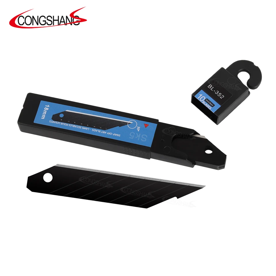 18mm Black Stainless Steel 10pcs Snap Off Utility Cutter Knife Blade for Knife Cutter