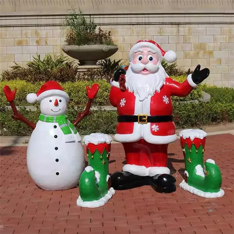 Outdoor Folk Art Fiberglass Reindeer Statue Christmas Eve Animal Resin Figurine Decoration Gift