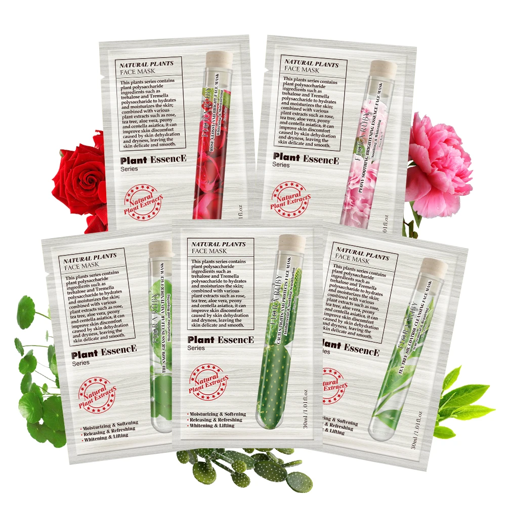 Custom Logo Private Label Korean Collagen Moisturizing Sheet Nature Plants Face Mask Skin Care Facial Mask
