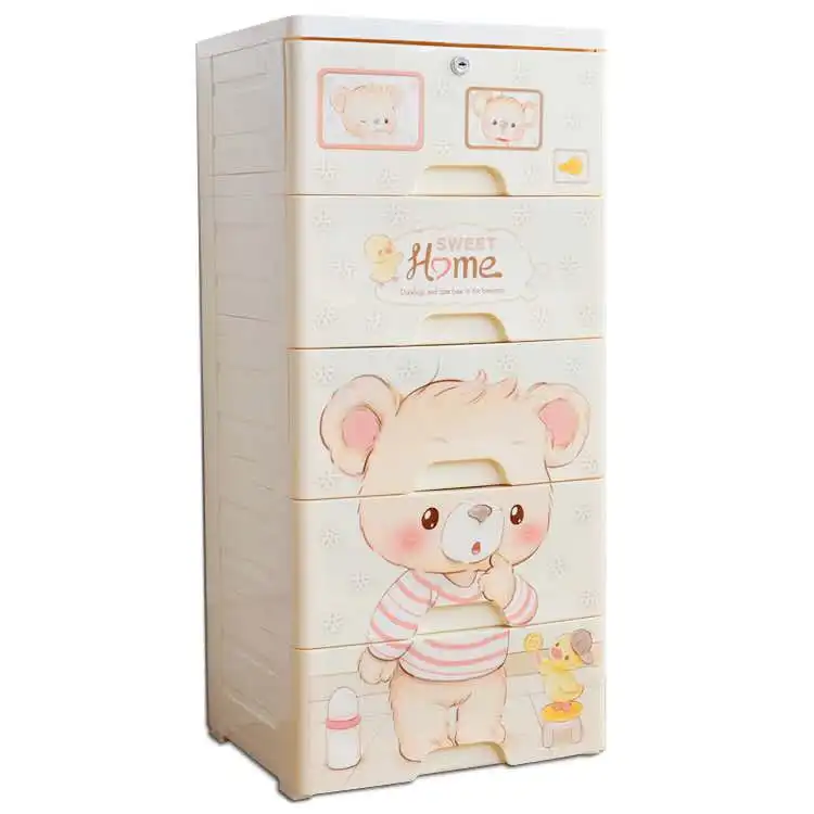 Cartoon Bear Baby Products  Plastic Cabinet Storage Cupboard Collection Drawer Toys Clothes Organizer