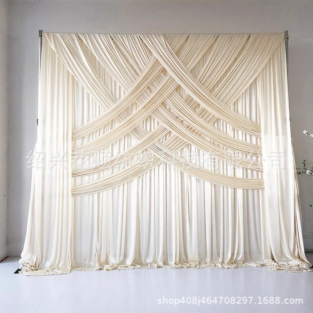 Wedding Hall Stage Birthday Background Decoration Solid Color Ice Silk Curtain Background Screen