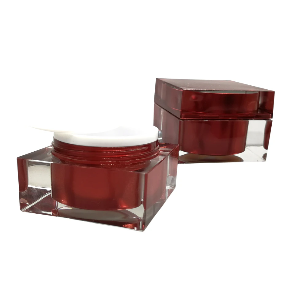 STRAIGHT SQUARE 15ML 30ML 50ML ACRYLIC CREAM JAR WITH LID
