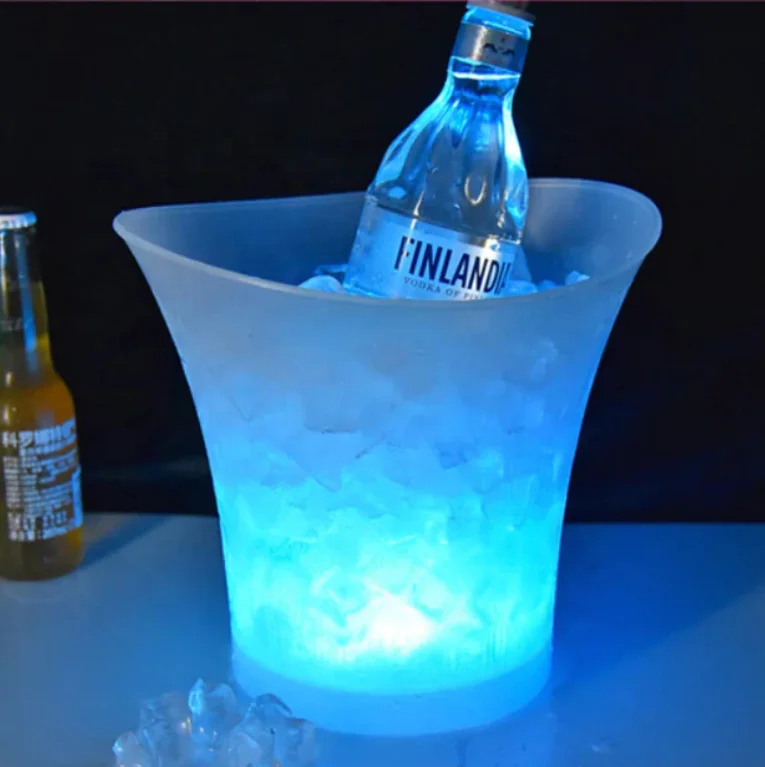 for promotion 1 bottle pp led flashing lighted up acrylic wine beer champagne led plastic ice bucket