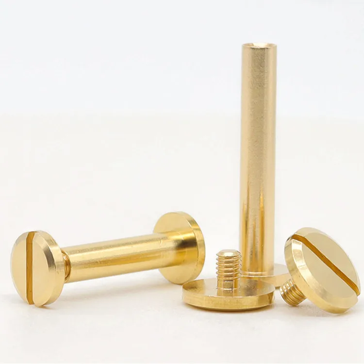 Custom Binding Post Screw Rivet Slotted Brass Chicago Screw for Leather