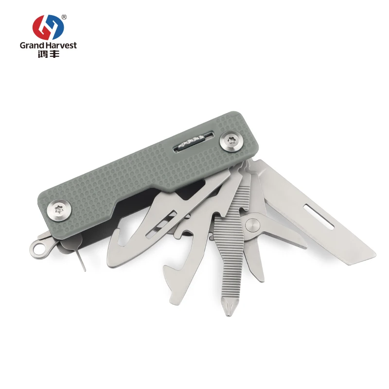GHK Outdoor 10 in 1 Folding Multi Function Swiss Knife Pocket Knife with SIM Card Tool