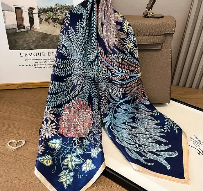 2024 Custom China Silk Scarf Printed 66cm Square Scarf Professional Fashion Accessory Scarf