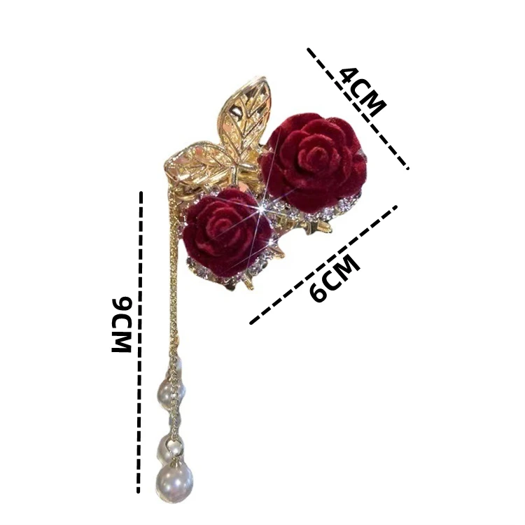 Wholesales Custom Made Diamond Hair Accessories Women Luxury Small Metal Hair Clips Cherry Hair Claw