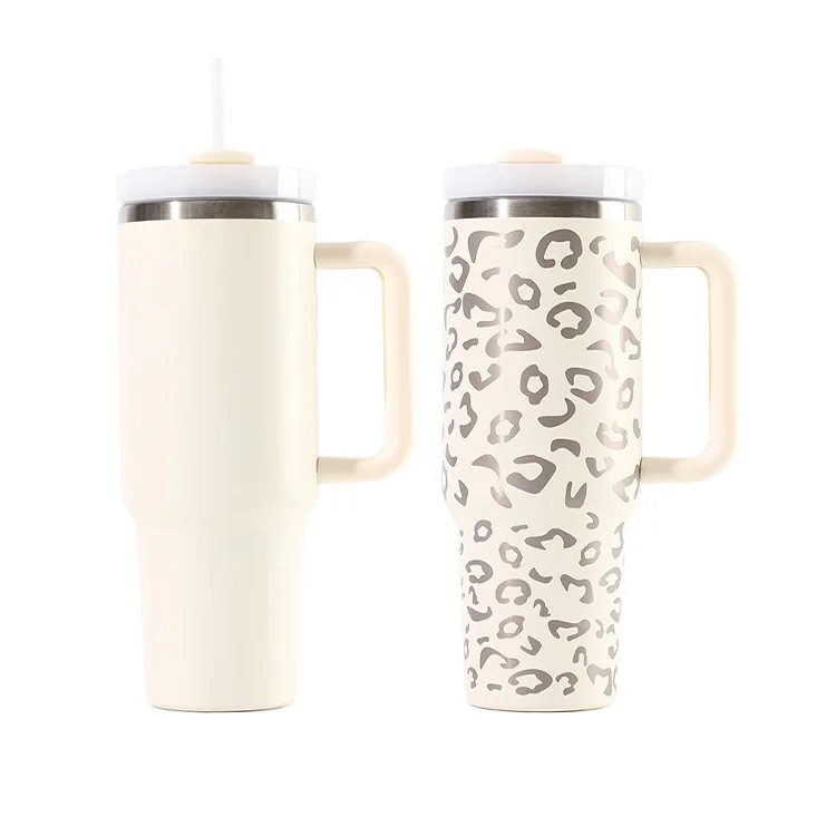 40oz Thermos cup leopard print car cup cup with a straw thermo beker stainless steel thermo mug