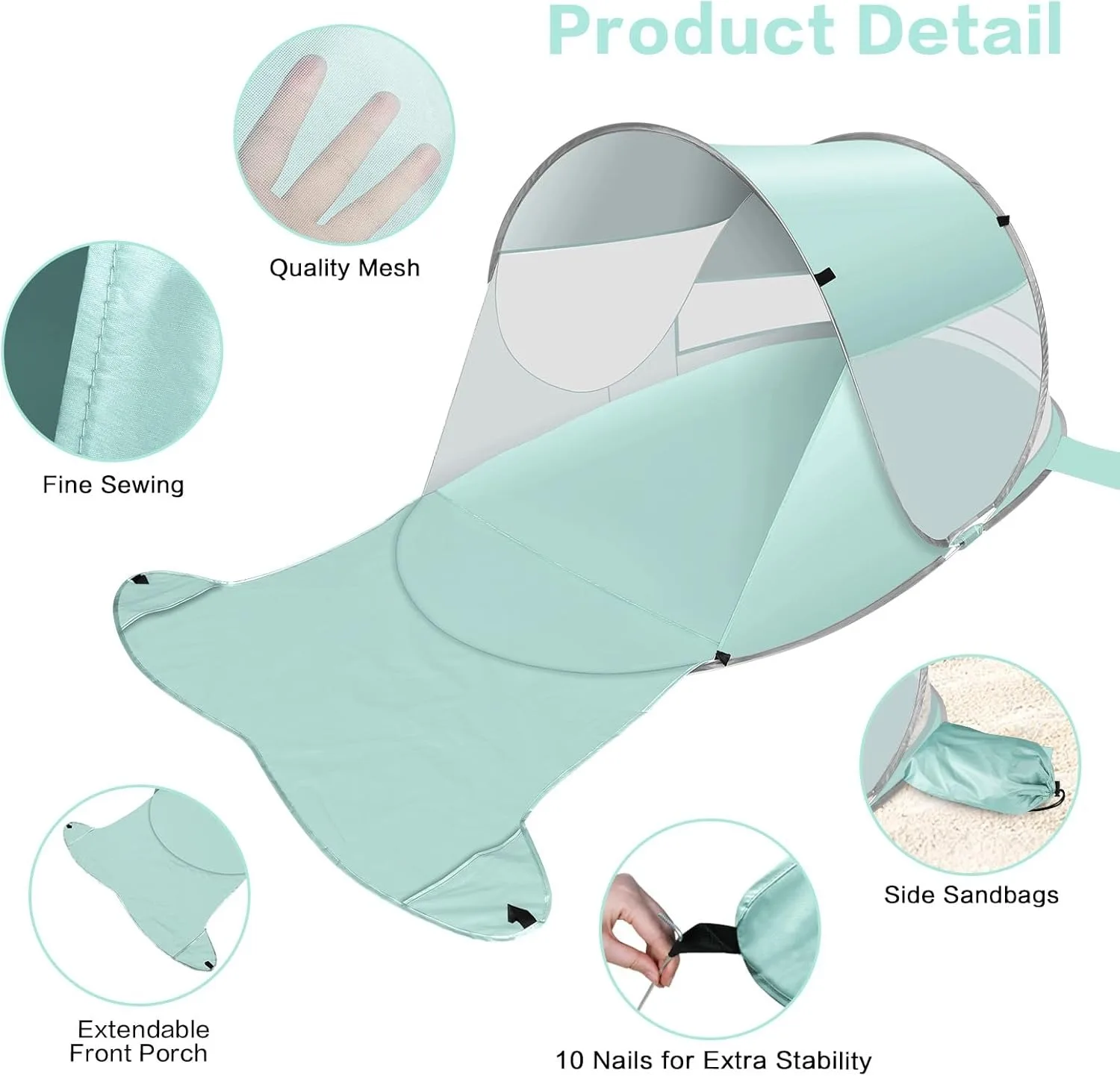 Fit  2 Person Beach Tent arge Automatic Pop Up Beach Shade Portable Sun Shelter Beach Umbrella Baby Tent with Carrying Bag