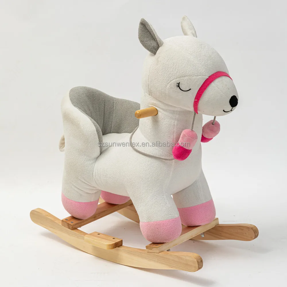 Kids Toy Plush Animal Rocker Rider Toddler Seat wood Rocking Chair