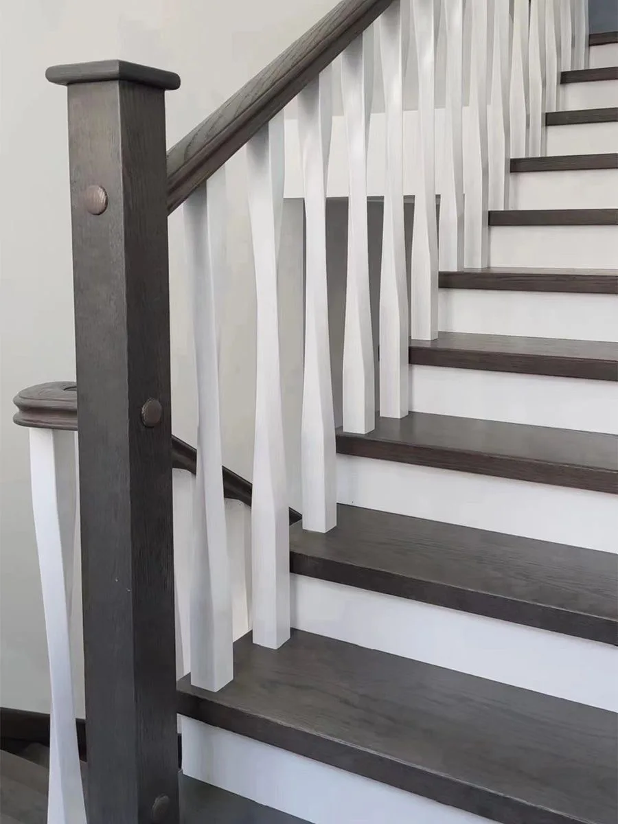 Professional Manufacture interior Solid Wood Staircase Railing Modern Luxury Stair Railings Easy Install Wood stair railing