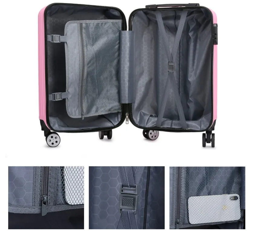 Hot sale ABS PC Rolling roller Trolley Suitcase abs cabin carry-on hard  case bag travel travelling suitcase luggage