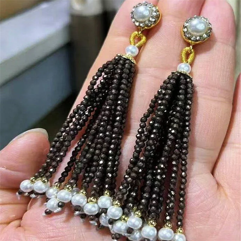CH-JDE0538 Wholesale Jewelry Bead Tassel Fashion Tassel Handmade Glass Earring Delicate Pearl/CZ/Stone/Crystal Earring Jewelry
