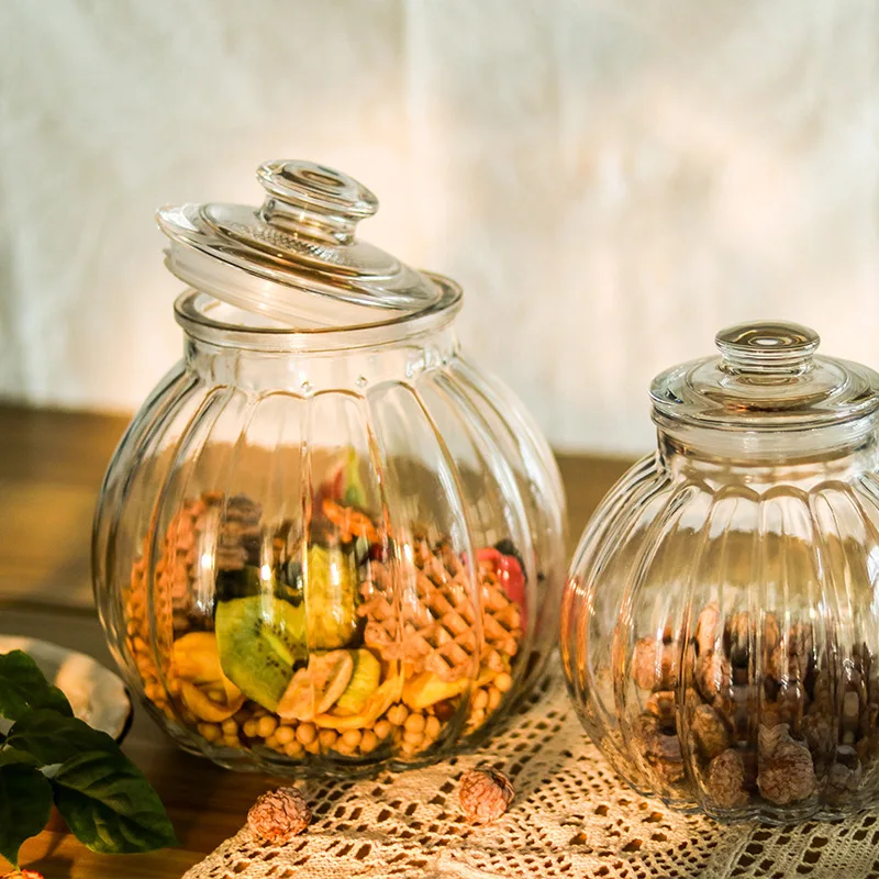 Pumpkin Shape Honey Jam Bottle Glass Jam Jar Food Storage Preserve Honey Glass Jar Fridge Air tight Glass Storage Jar