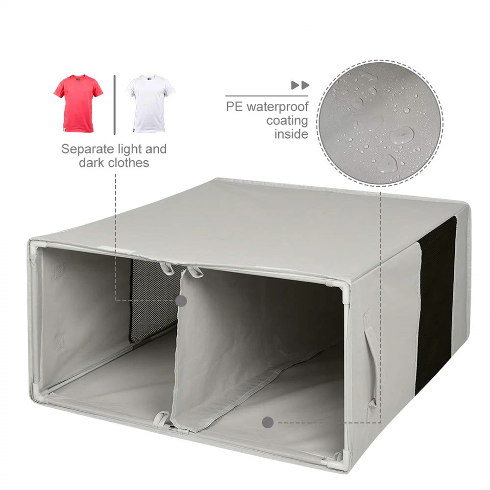 Foldable Laundry Bag with Handles 2 Compartment Hampers for Laundry with Lid Double Laundry basket