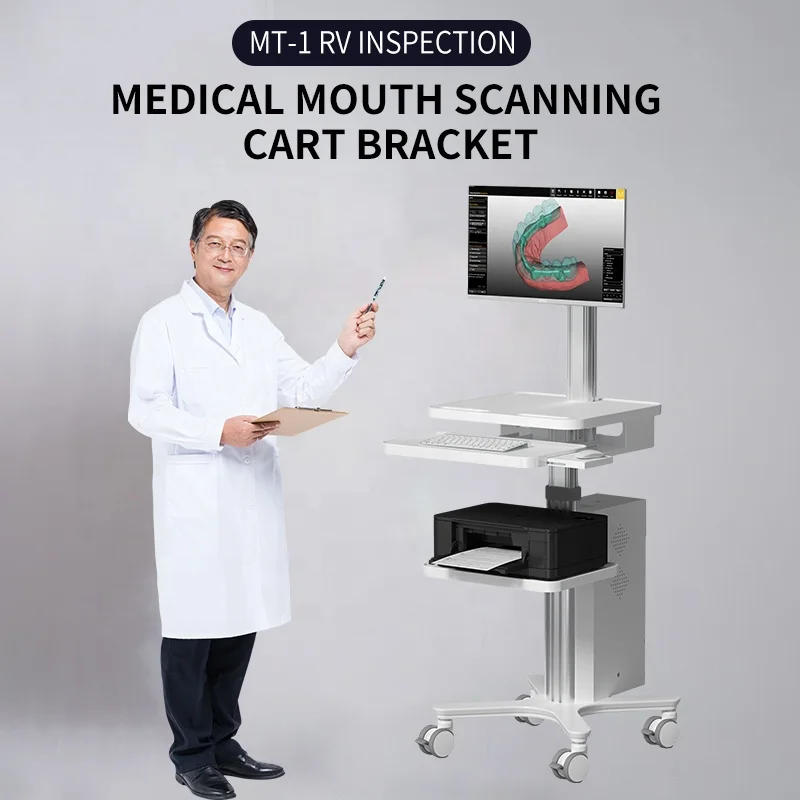 Medical Check RV Mobile Cart Plastic Workstation Adjustable Medical Trolley Cart With UPS Battery