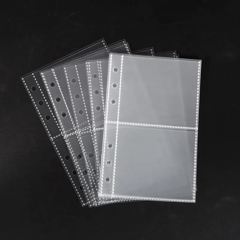 A6 3' photo album 6 holes cash envelopes clear pp 2-pouches for 6-ring loose leaf notebook binder organize photos cards bills