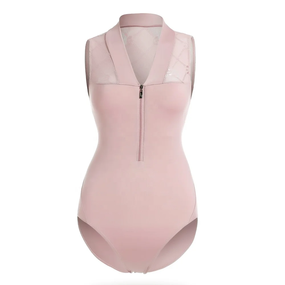 07B2007 DuPont Lycra Stitching Jacquard Mesh Stand Collar Sleeveless Ballet Leotards