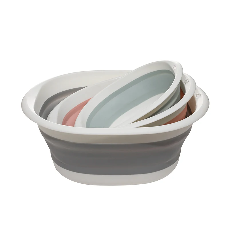 
Factory wholesale household washbasin folding silicone plastic portable compression storage infant washbasin 