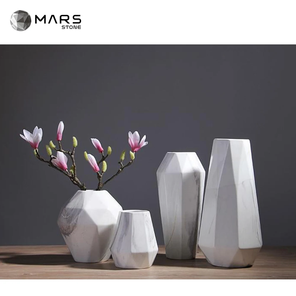 Custom Design Natural Stone Vases Home Decoration White Marble Small Vases For Centerpieces