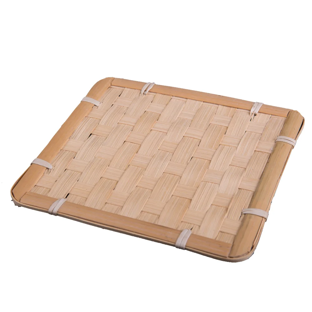 Natural Bamboo Woven Trays Eco-friendly and disposable Handmade Mini Square Wooden Weave Food Fruit Basket for Christmas Party