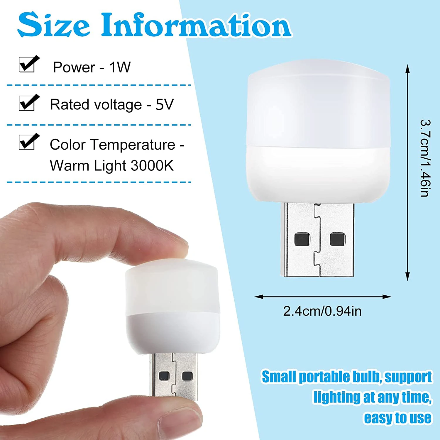 Plug in LED Night Light Mini USB LED Light Flexible USB LED Ambient Light Mini USB LED Light, LED Portable Indoor
