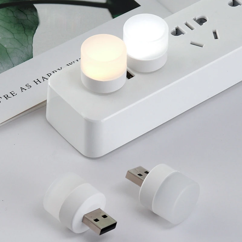 Mini Small Round USB Plug Light Book Bedside Lamp Kid Baby Bedroom Wall Power Bank Socket Led Portable Led Night Light