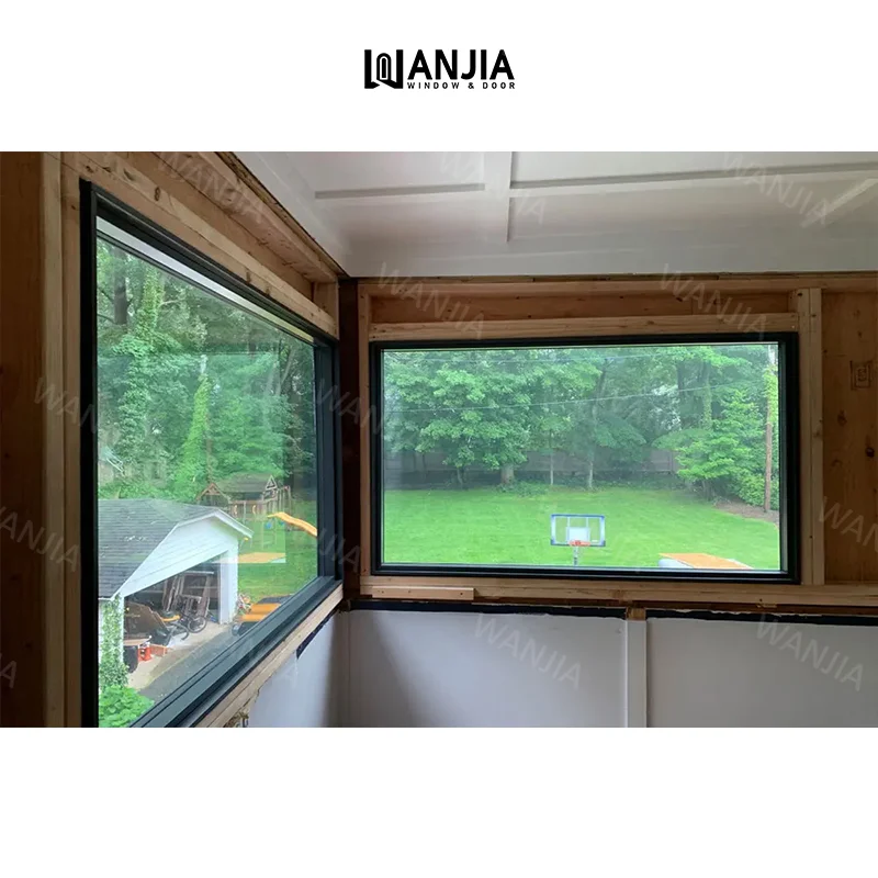 WANJIA Minimalist Design Living Room Heavy Duty Picture Window Custom Soundproof Aluminum Window Custom Glass Fixed Window