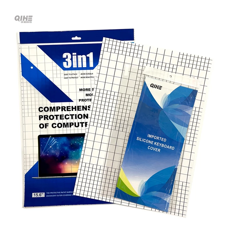 Защитный чехол для клавиатуры из силикона 3 в 1, + чехол для ноутбука + Защитная пленка для экрана 14,6/15,6/17,3 дюймов для ноутбуков
