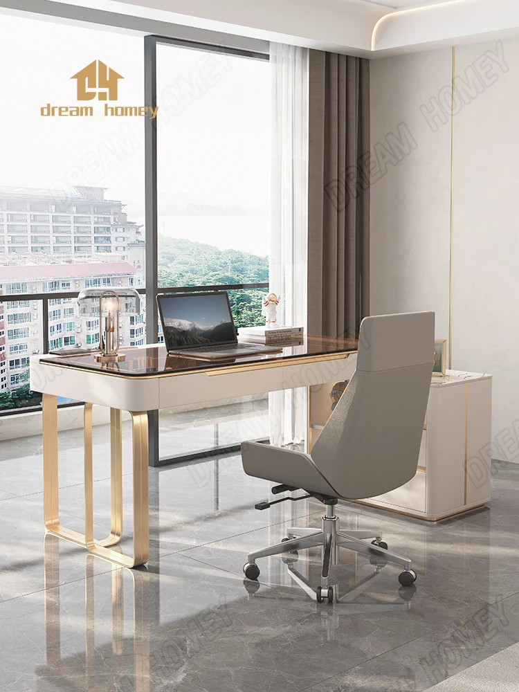 Italian light luxury SLATE office desk