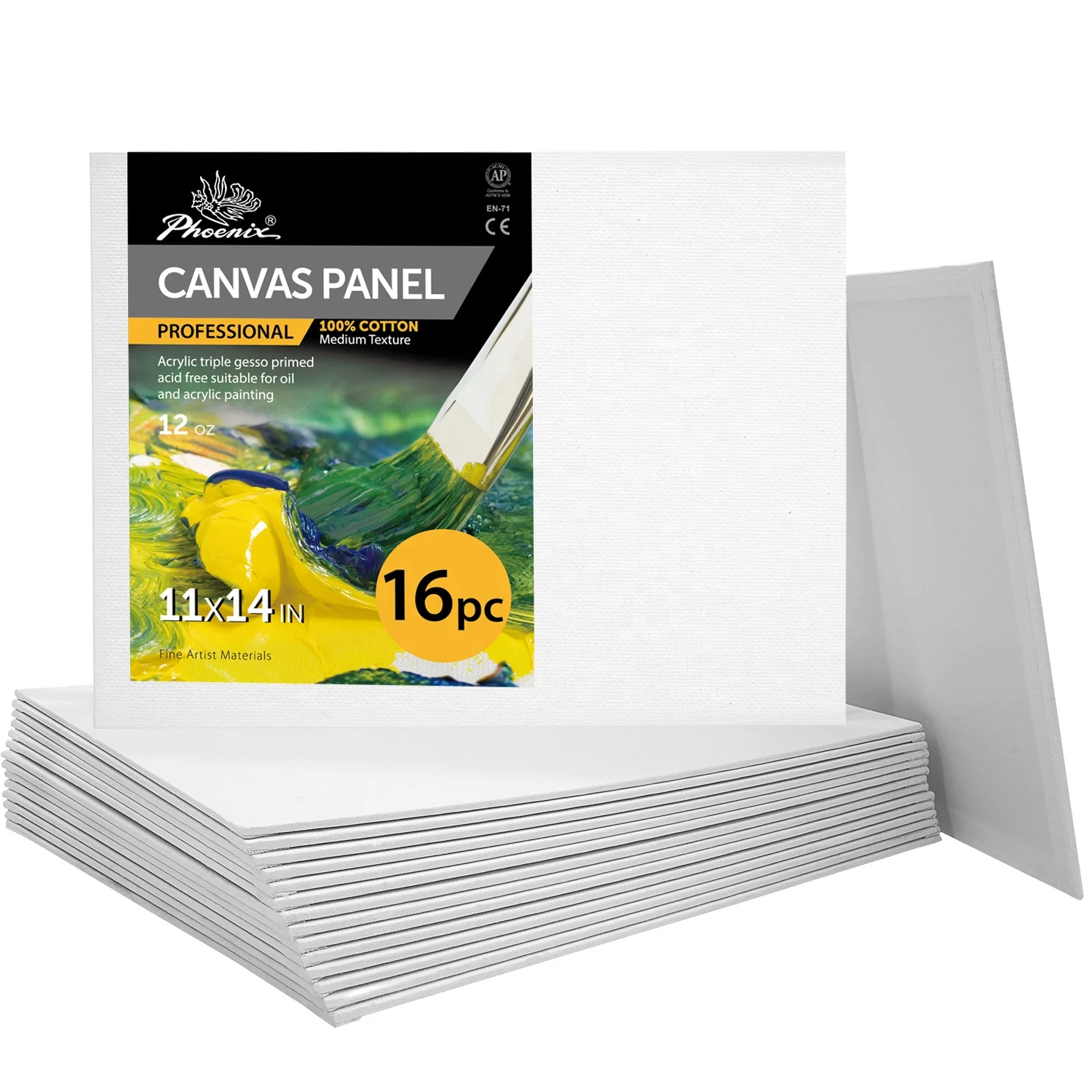 Phoenix Multi Pack Primed White 100% Cotton Painting Canvas Panel