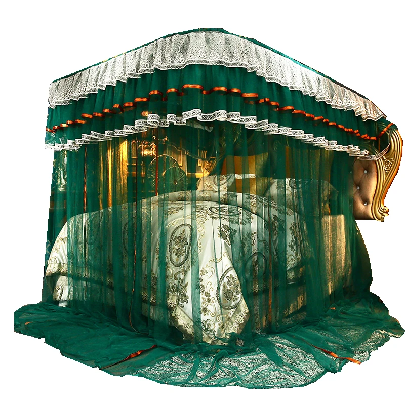 Palace Luxury Slide Guide Rail Full Size U Shape Free Standing Romantic Elegant Mosquito Net (62313519158)