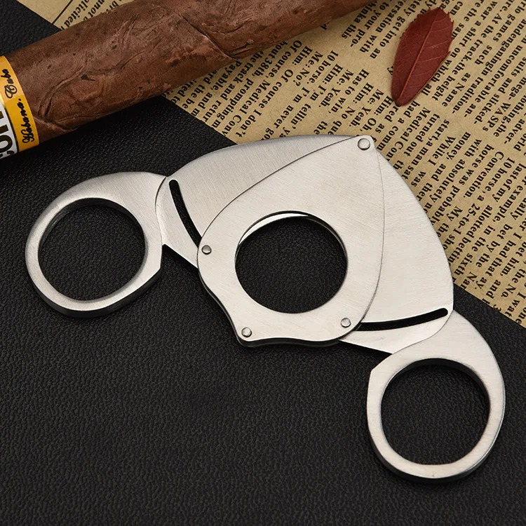 High Quality Stainless Steel Guillotine Double Cut Blade Cigar Cutter