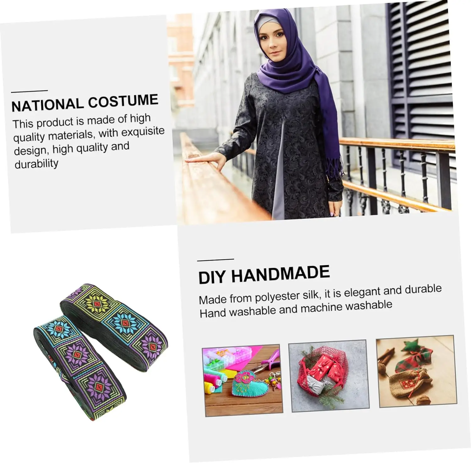 high quality DIY embroidery polyester siilk african lace sewing clothing trim webbing vintage jacquard lace ribbon roll