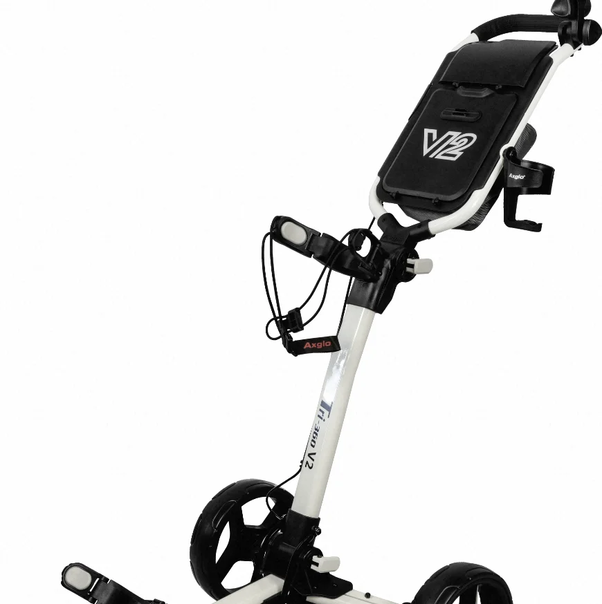 Axglo 3-wheel Lightweight Golf Push Cart Easy Foldable Golf Trolley with Umbrella Holder Swift Direction Control and Brake