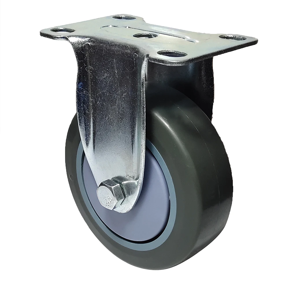 SQ Castor Swivel Plate Caster with Brake Grey TPR Casters for Racks 3 4 5 inch