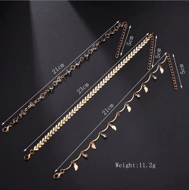 3pcs/set Anklets Foot Accessories Summer Beach Barefoot Sandals ankle Bracelet on the leg Female Ankle