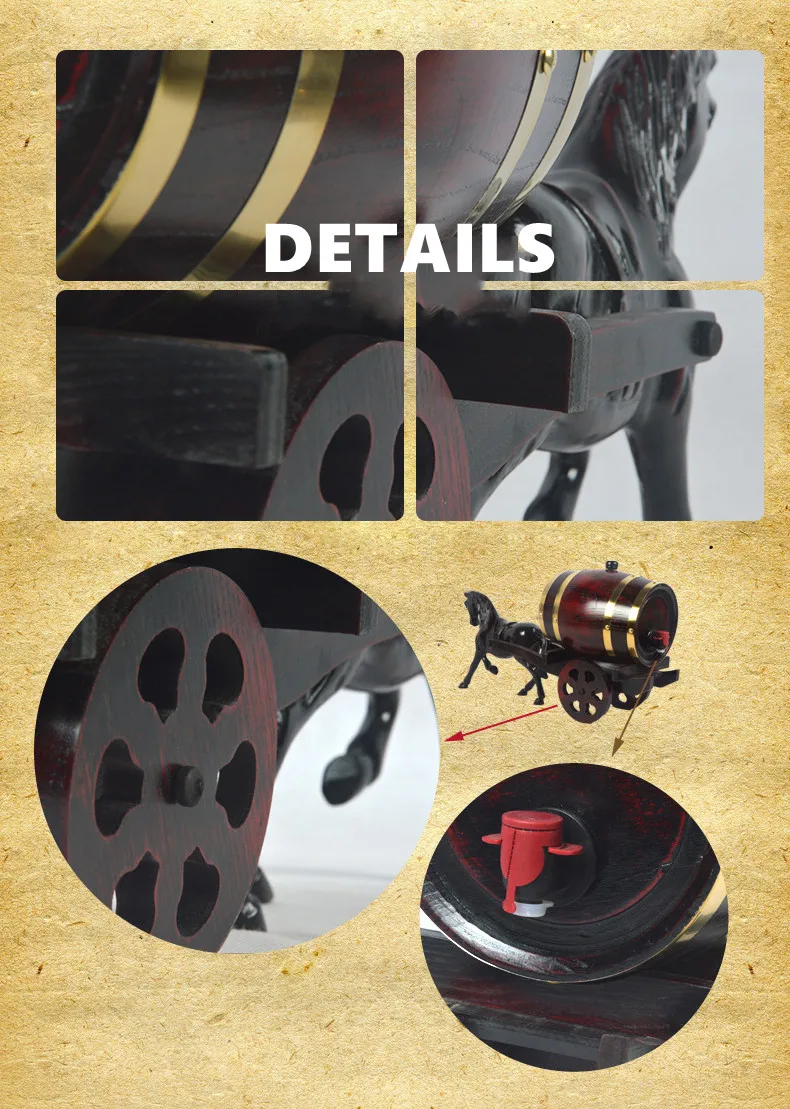 Family Horse-drawn Carts Oak Barrel for Storage and Brewing Wine