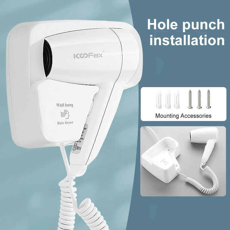 New Style 1300W High Power Wall Mounted Hair Dryer Special Hotel Hanging Hair Dryer