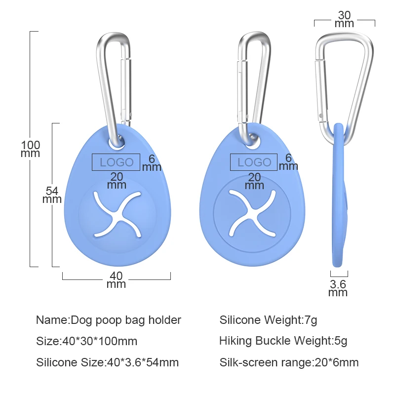 Custom Logo Doggy Leather Silicone Waste Bag Dispenser Waterproof Dog Pet Poop Bag Holder For Leash