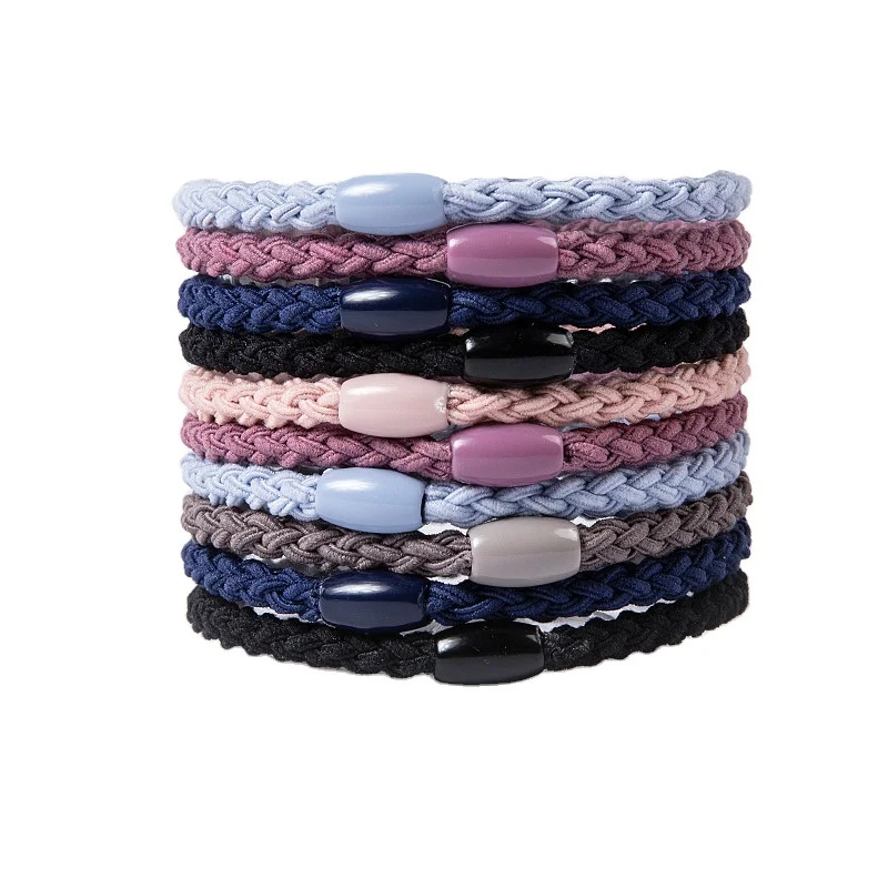 Hair Ring Hair Rope Female Head Rope Korean Version of The New Basic Woven Beads Tie Hair Ins Wind Minimalist Leather Band Girls