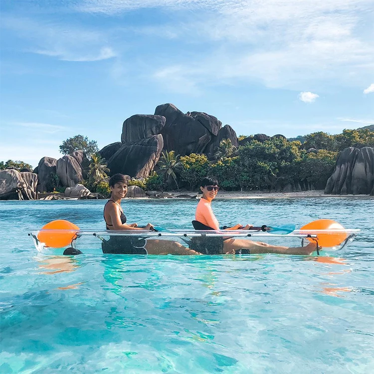 Professional Manufacturer Kayaks Sit On Top Tandem Clear Bottom Transparent Canoe Kayak With Paddles For Sale