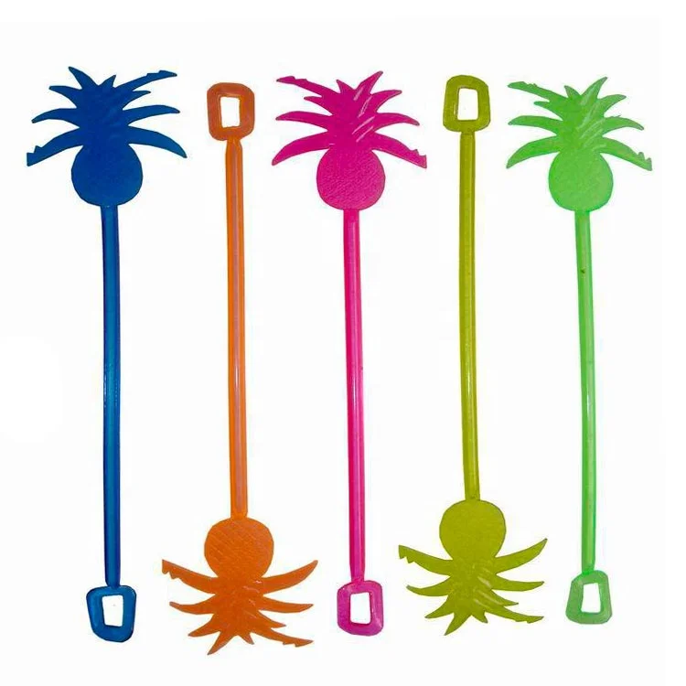 100 Pieces Pack Long Handle Colorful Big Pineapple Drink Stirrers Acrylic Stir Sticks