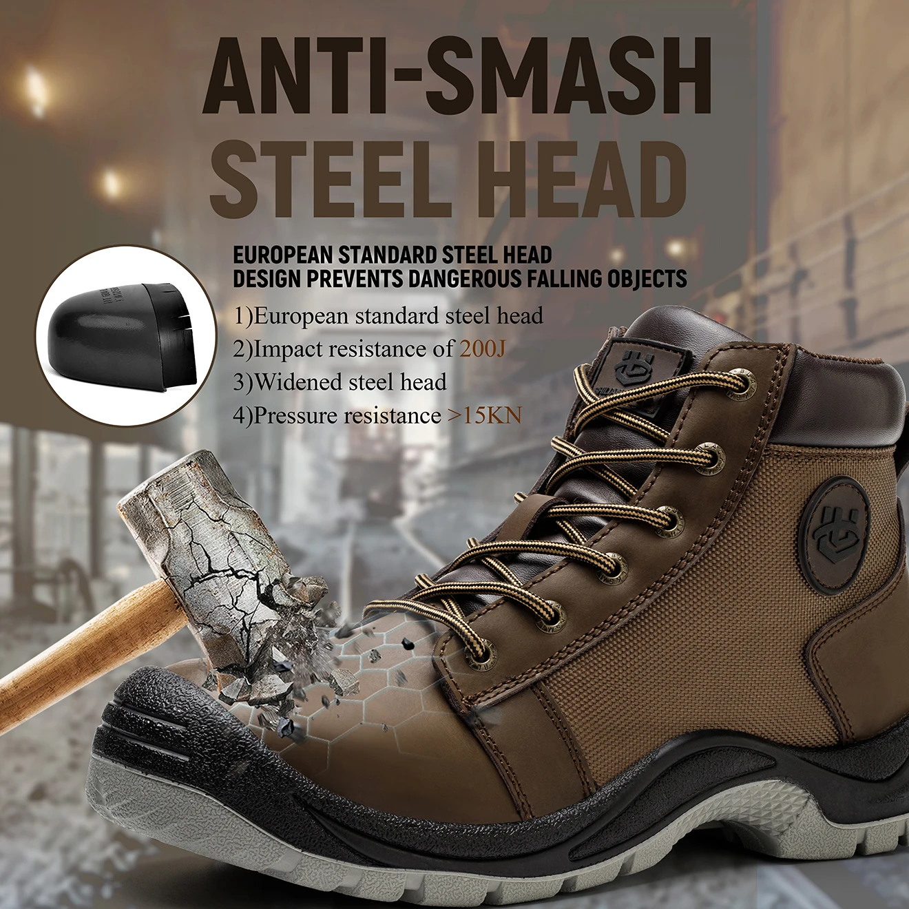High Quality Genuine Leather Oxford Cloth Waterproof Anti Puncture Anti Smashing Work Safety Boots for Man and Women