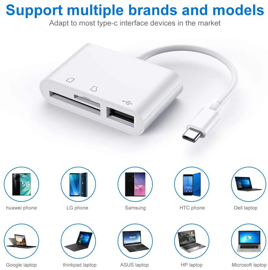 Wholesale USB-C 3 in 1 Type C Male to USB 2.0/SD/TF Card Reader Adapter for macbook docking station