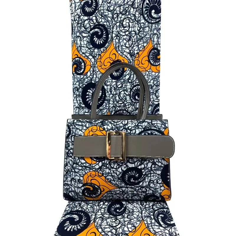 New styles 100% cotton printed fabric 6 yard/lot ankara wax with big bag for women set