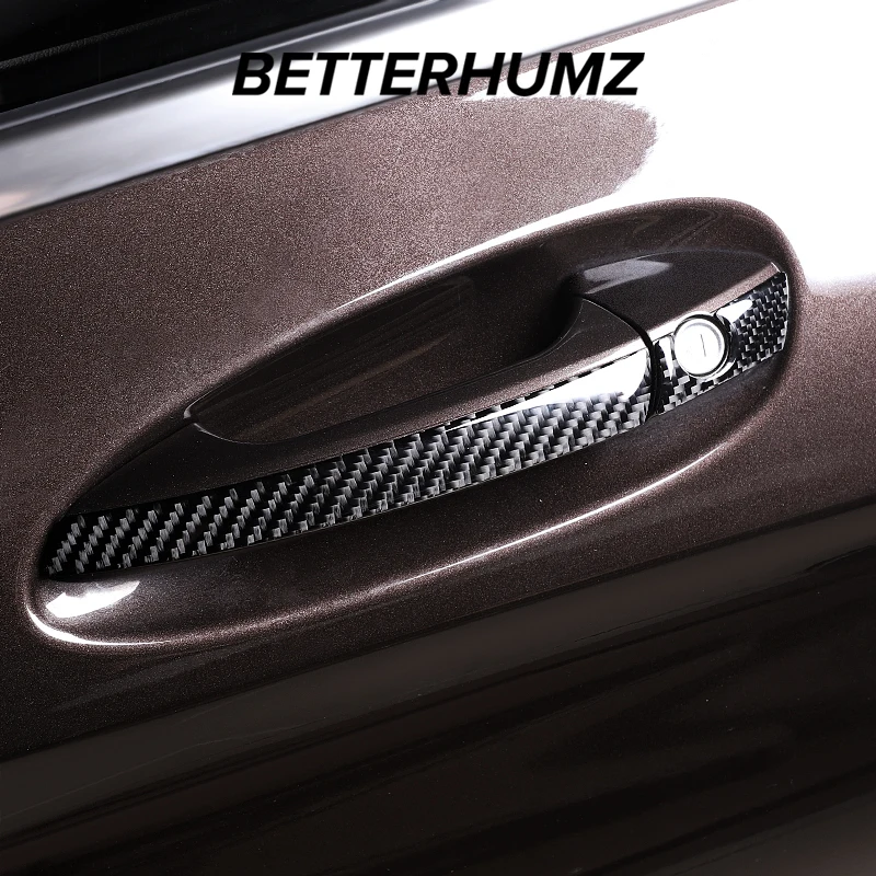 BETTERHUMZ Carbon Fiber For Mercedes Benz A Class GLA CLA Exterior Door Handle Cover Trim Sticker Car Accessories